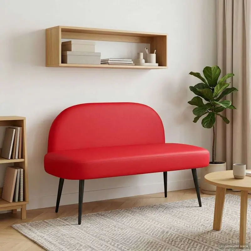 Vidaxl beklede bank met rugleuning rood 110 x 60 x 76 cm kunstleer