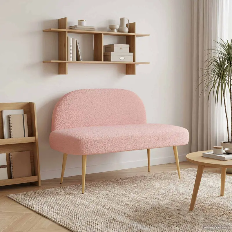 Vidaxl beklede bank met rugleuning roze 110 x 60 x 76 cm bouclé