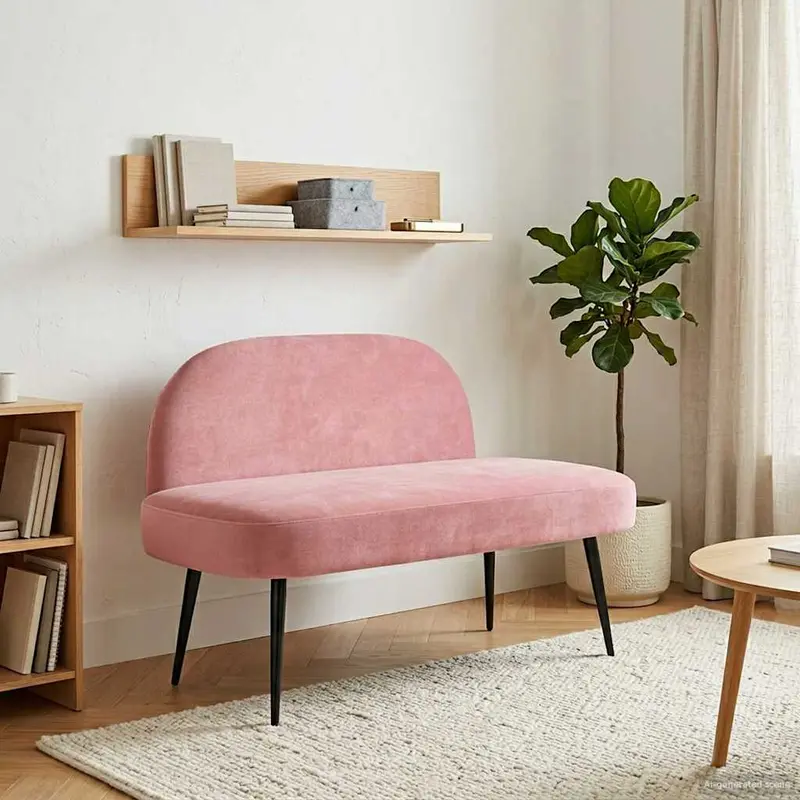 Vidaxl beklede bank met rugleuning roze 110 x 60 x 76 cm fluweel