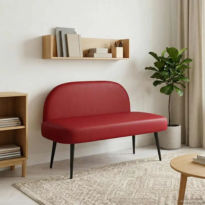 Vidaxl beklede bank met rugleuning wijnrood 110 x 60 x 76 cm kunstleer