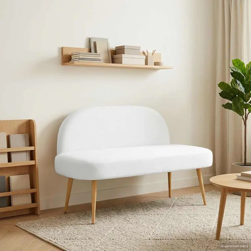 Vidaxl beklede bank met rugleuning wit 110 x 60 x 76 cm