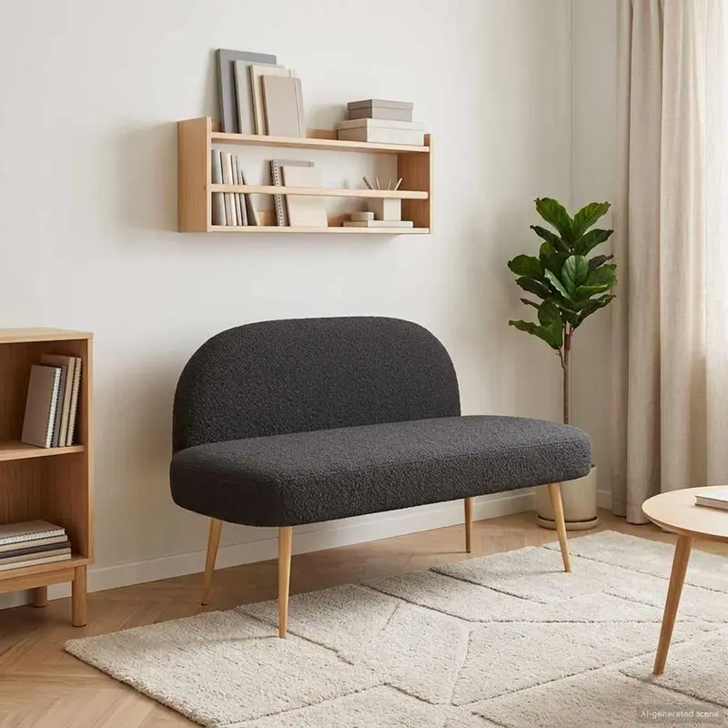 Vidaxl beklede bank met rugleuning zwart 110 x 60 x 76 cm bouclé
