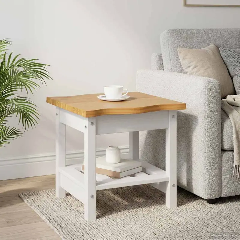 Vidaxl bijzettafel ekai wit 50 x 50 x 45,5 cm massief grenenhout