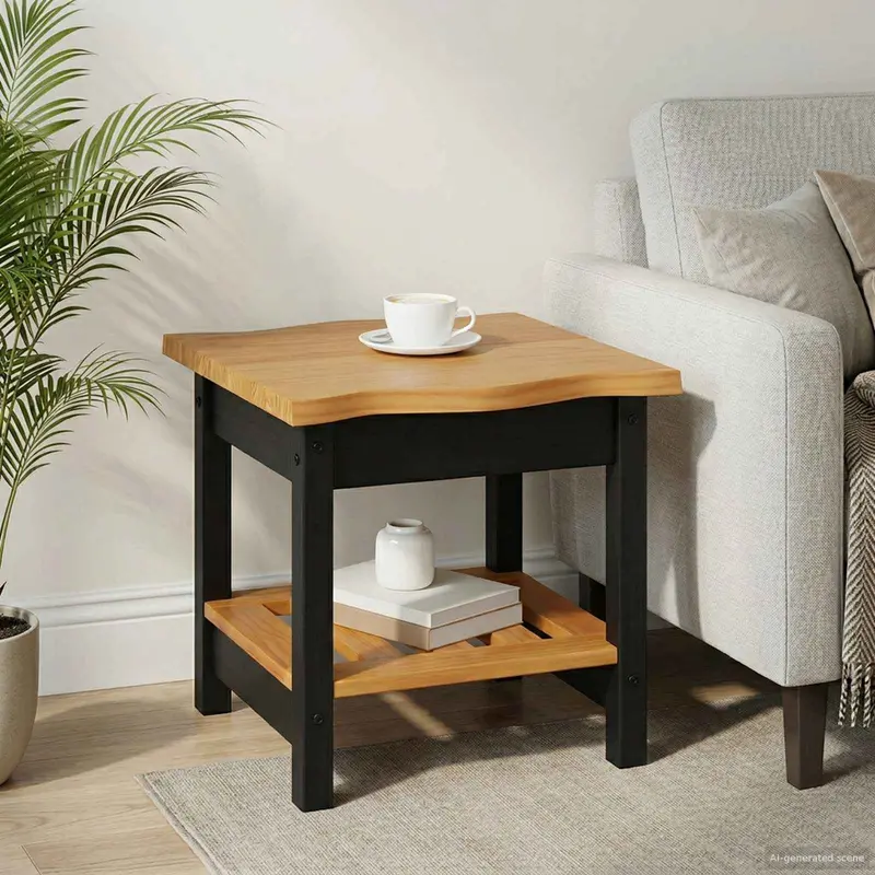Vidaxl bijzettafel ekai zwart 50 x 50 x 45,5 cm massief grenenhout