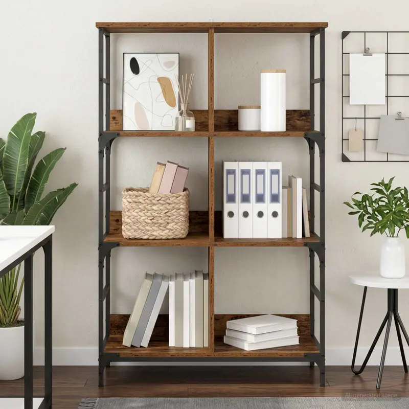 Vidaxl boekenkast 4-laags 78,5 x 33 x 117,5 cm metaal pb oud hout