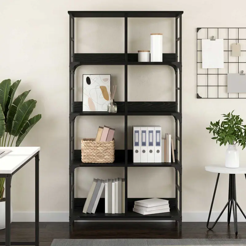 Vidaxl boekenkast 4-laags 78,5 x 33 x 153 cm metaal pb zwart eiken