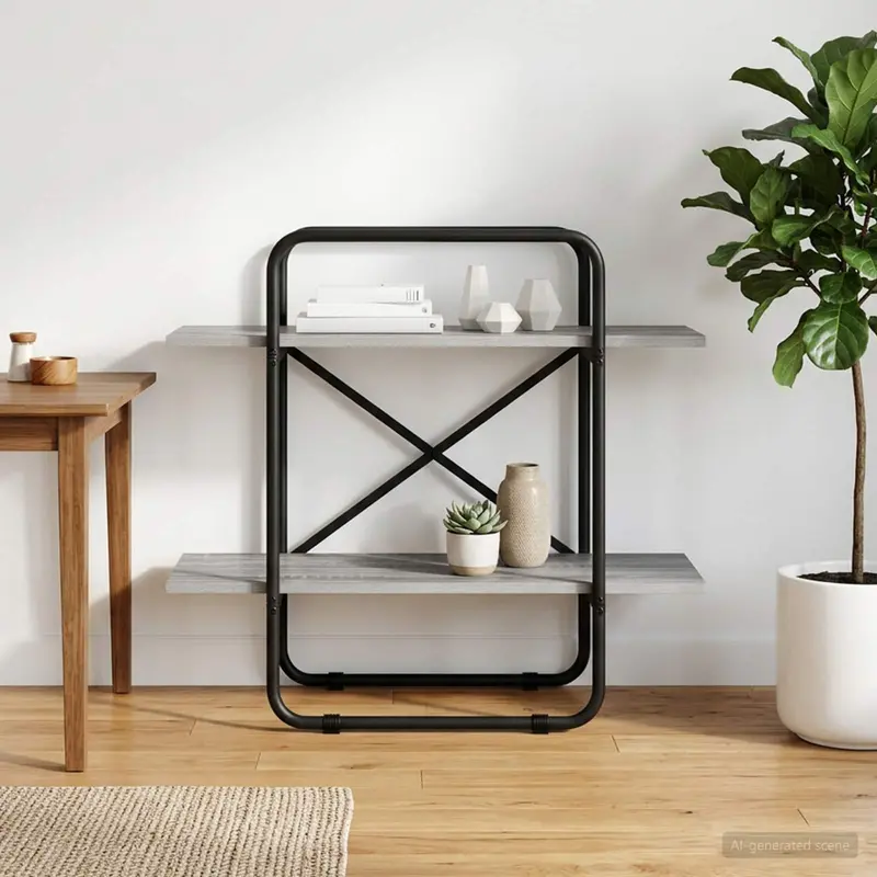 Vidaxl boekenrek 2-laags 80 x 35 x 70 cm pb grijs sonoma