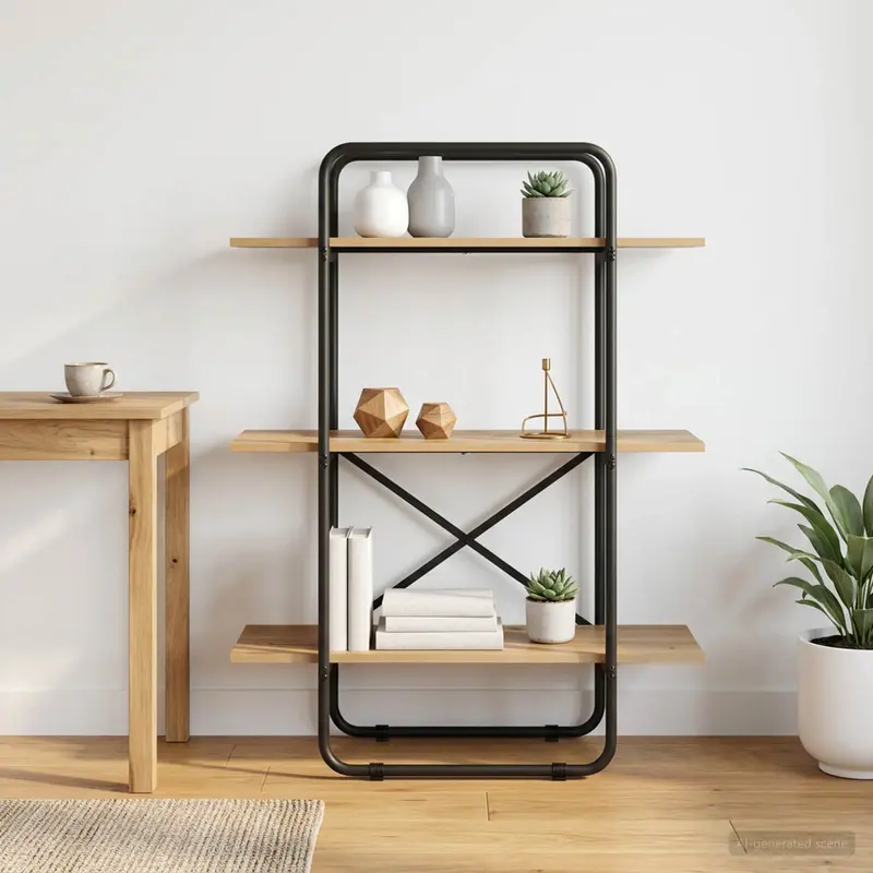 Vidaxl boekenrek 3-laags 60 x 35 x 105 cm pb artisanaal eiken
