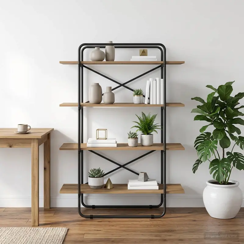 Vidaxl boekenrek 4-laags 100 x 35 x 140 cm pb artisanaal eiken