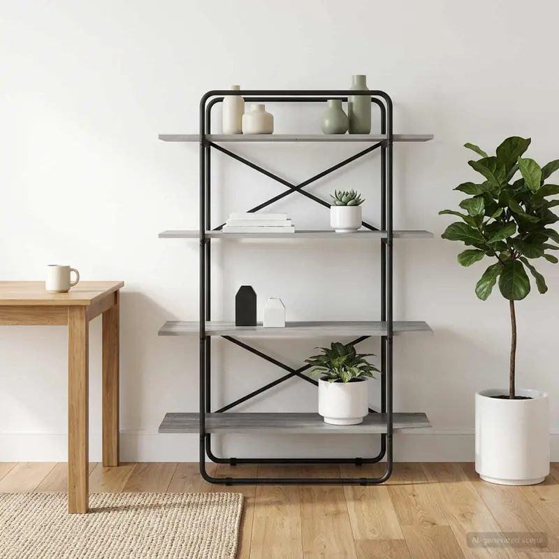 Vidaxl boekenrek 4-laags 100 x 35 x 140 cm pb grijs sonoma
