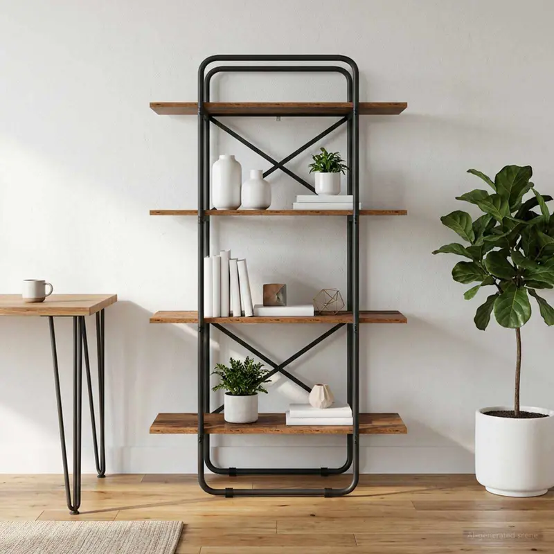 Vidaxl boekenrek 4-laags 60 x 35 x 140 cm pb eikenhout