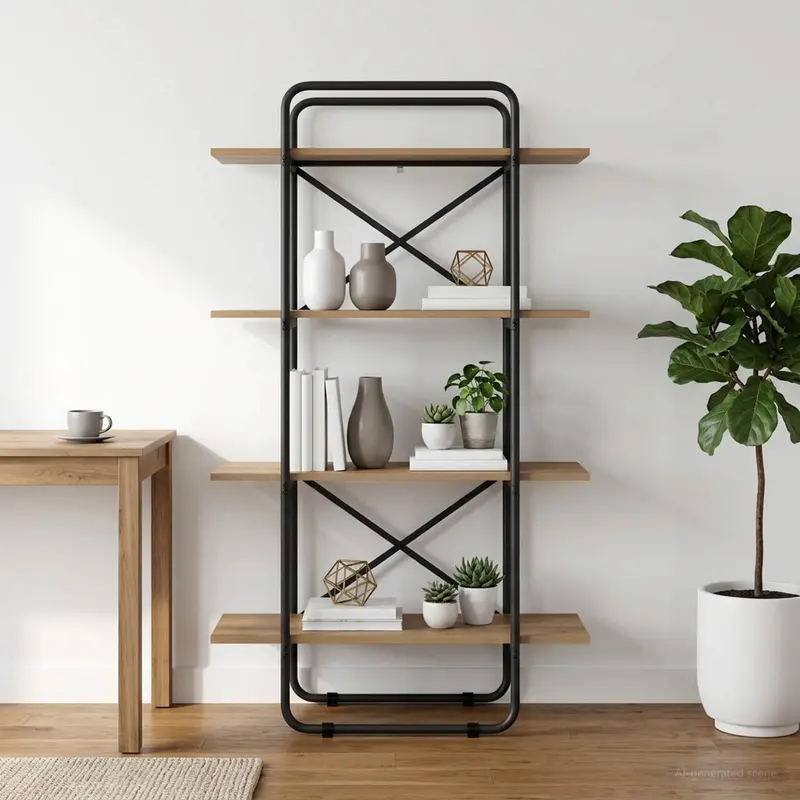 Vidaxl boekenrek 4-laags 80 x 35 x 140 cm pb artisanaal eiken