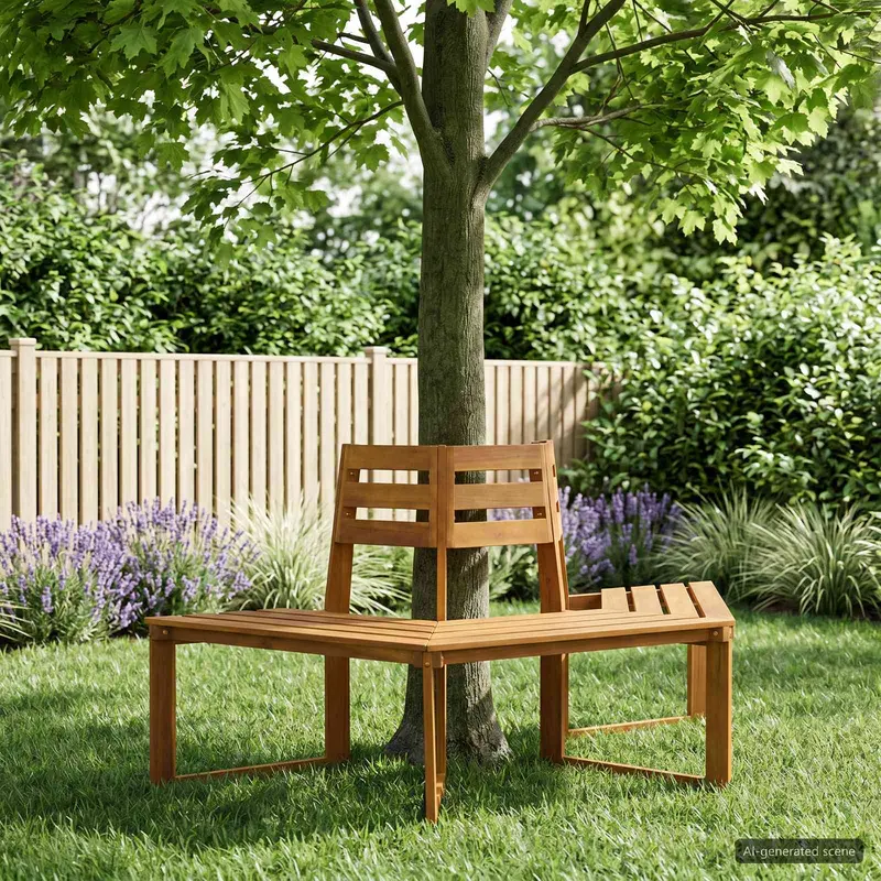 Vidaxl boombank 160 x 70 x 86 cm massief acaciahout naturel halfrond