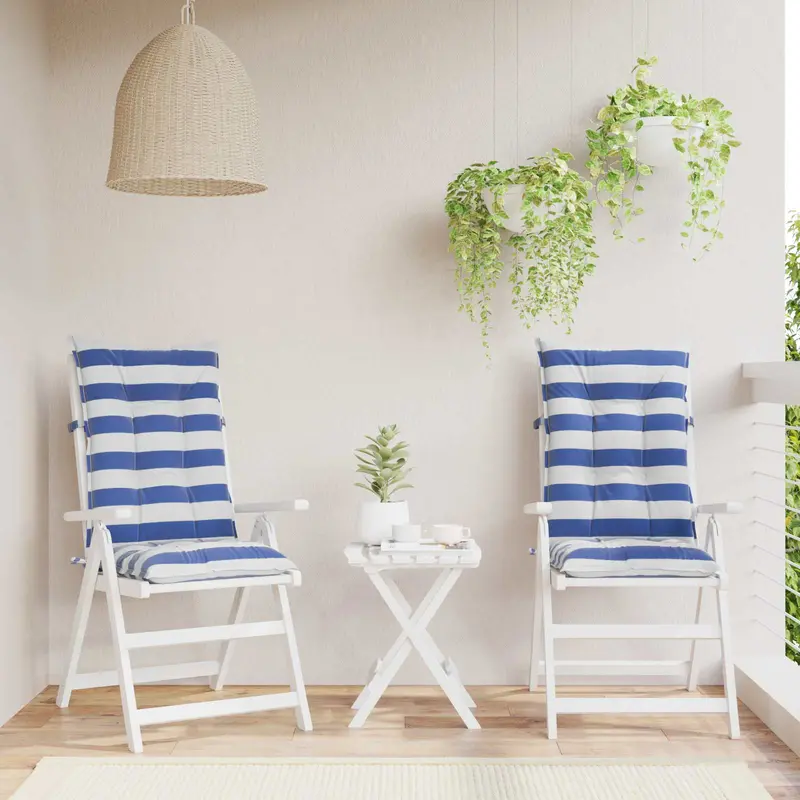 Vidaxl buiten kussen 2 st stof blauw en wit 120 x 50 x 7 cm