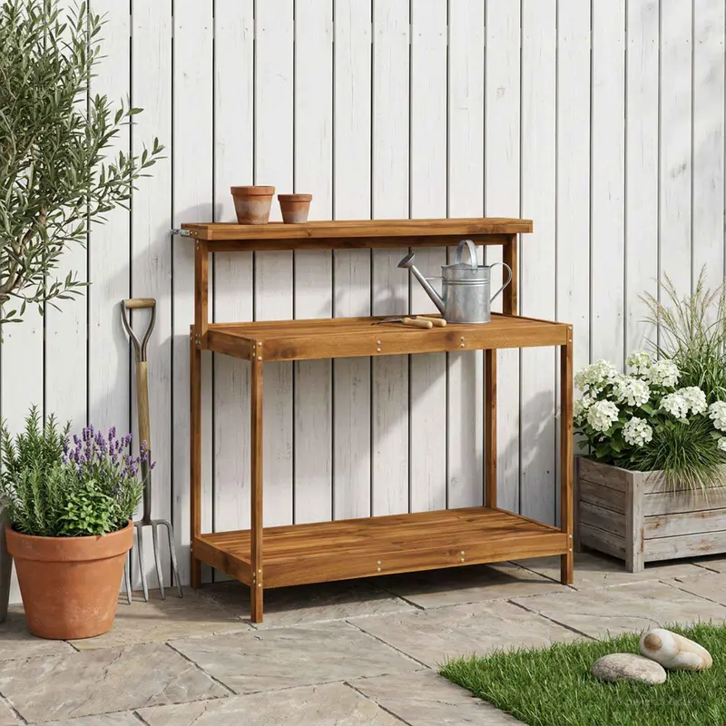 Vidaxl buiten pottingbank 111,5 x 48,5 x 107 cm massief acaciahout