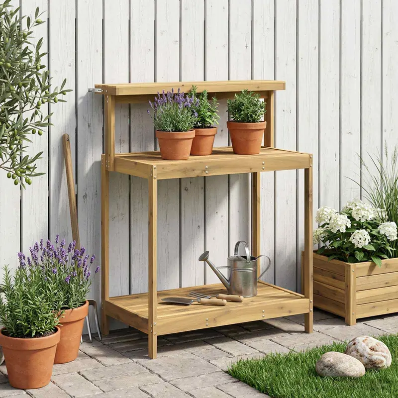 Vidaxl buiten pottingbank 86,5 x 48,5 x 106 cm massief acaciahout wit