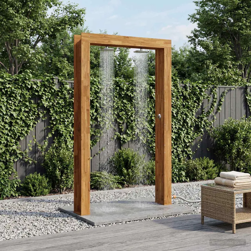 Vidaxl buitendouche 226 cm massief acaciahout en roestvrij staal