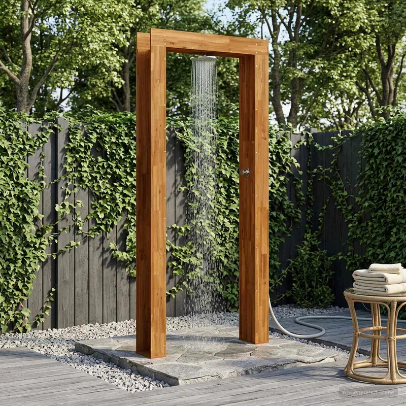 Vidaxl buitendouche 226 cm massief acaciahout en roestvrij staal