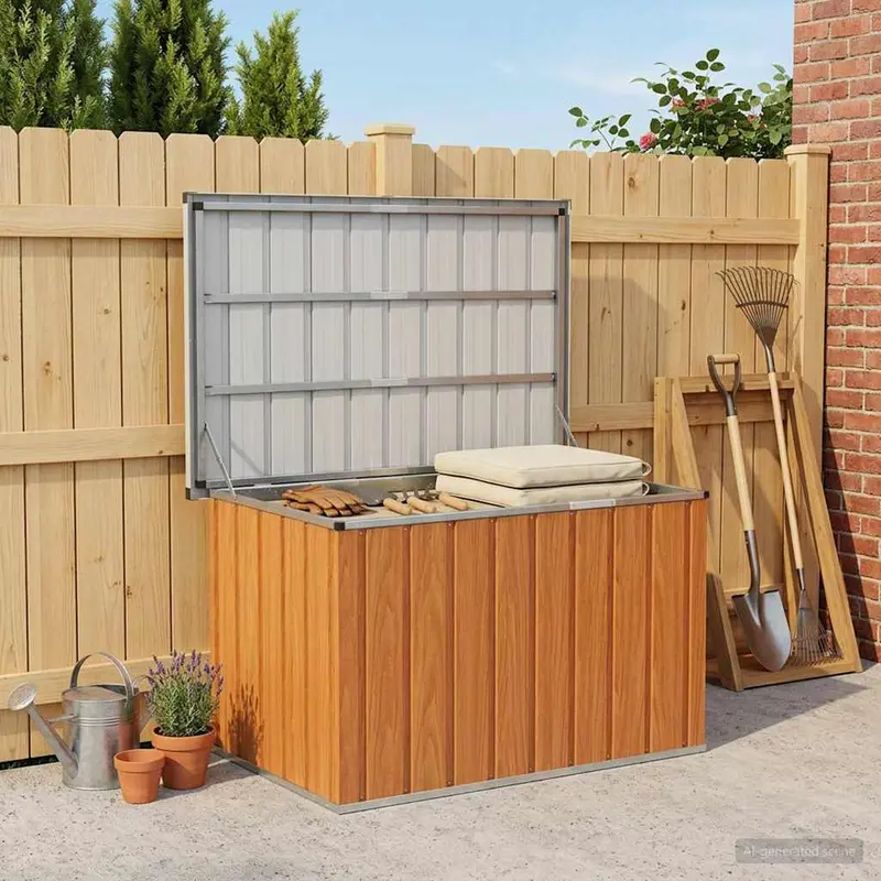Vidaxl buitenopslagdoos hout 109 x 67 x 65 cm gegalvaniseerd staal