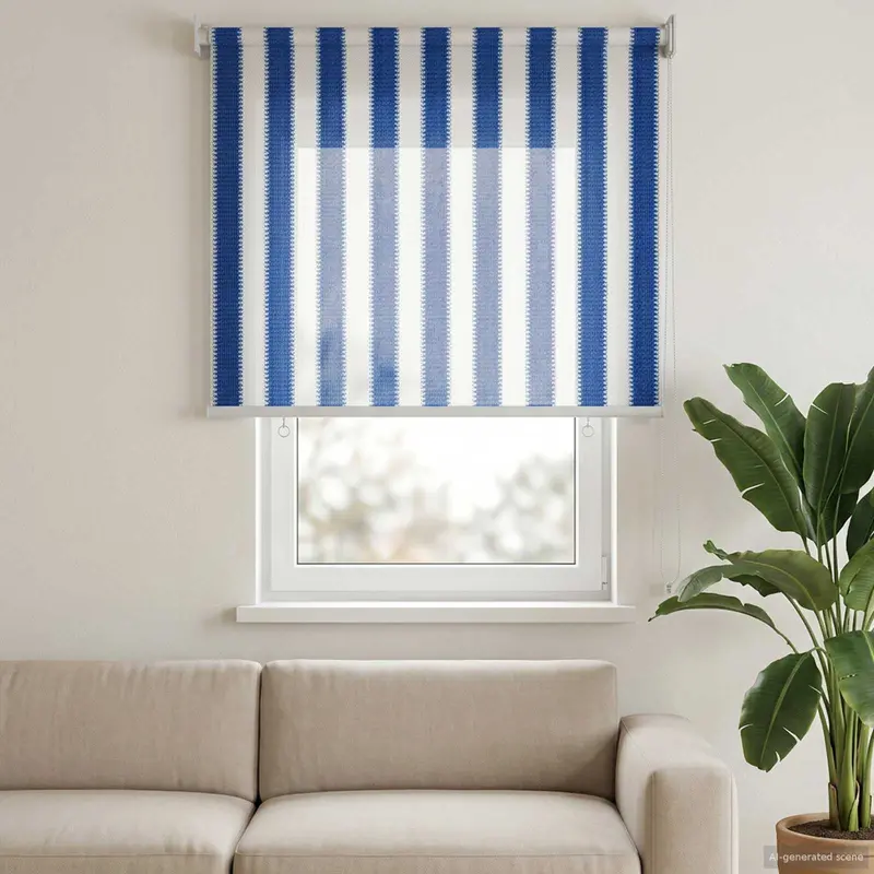 Vidaxl buitenrolgordijn 90% uv-blok blauw en witte streep 60 x 140 cm