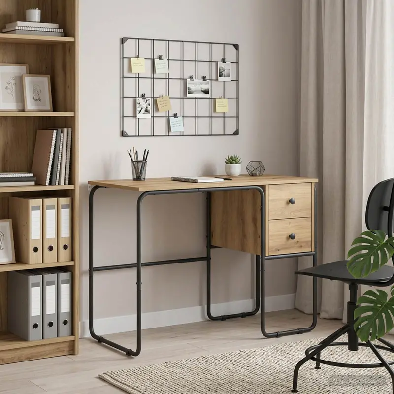 Vidaxl bureau met opbergruimte artisanaal eiken 100 x 50 x 75 cm
