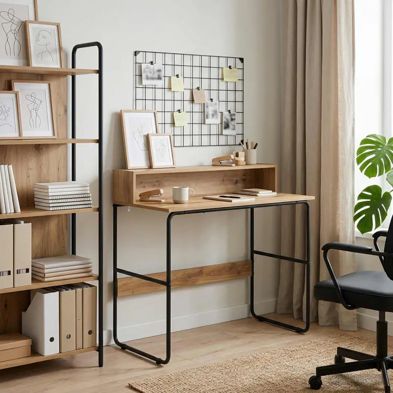Vidaxl bureau met opbergruimte artisanaal eiken 100 x 50 x 91 cm