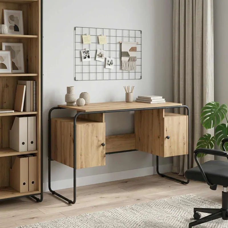 Vidaxl bureau met opbergruimte artisanaal eiken 120 x 50.5 x 75.5 cm