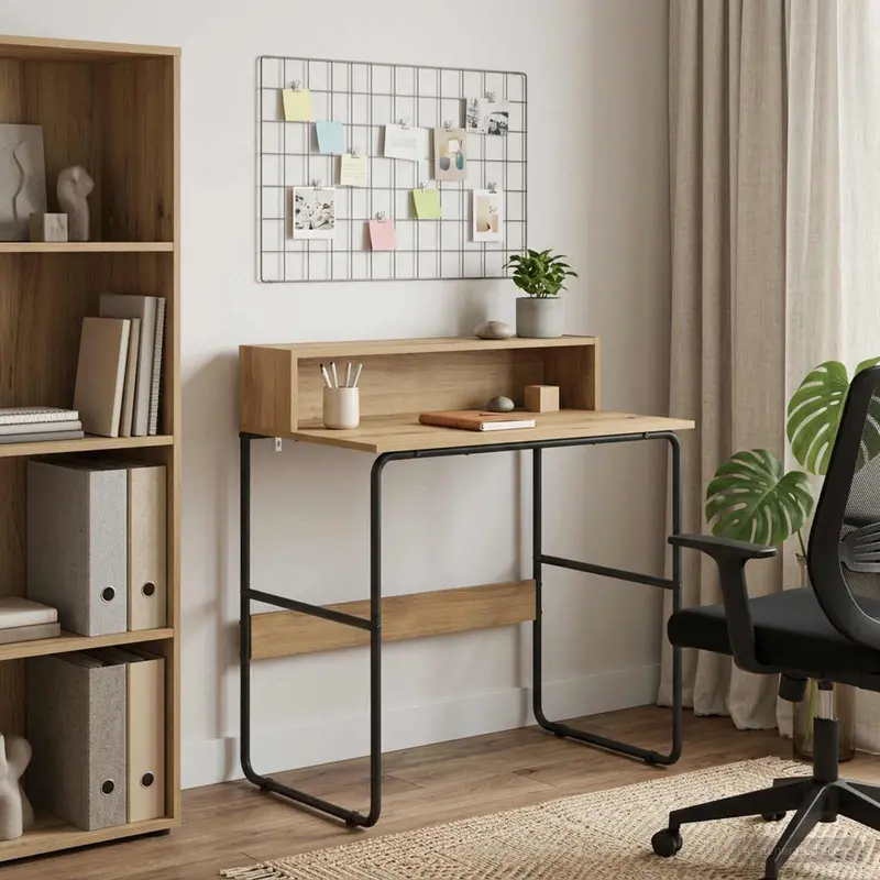 Vidaxl bureau met opbergruimte artisanaal eiken 80 x 50 x 91 cm