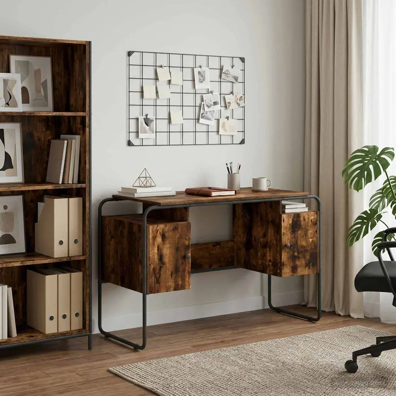 Vidaxl bureau met opbergruimte gerookt eiken 120 x 50.5 x 75.5 cm