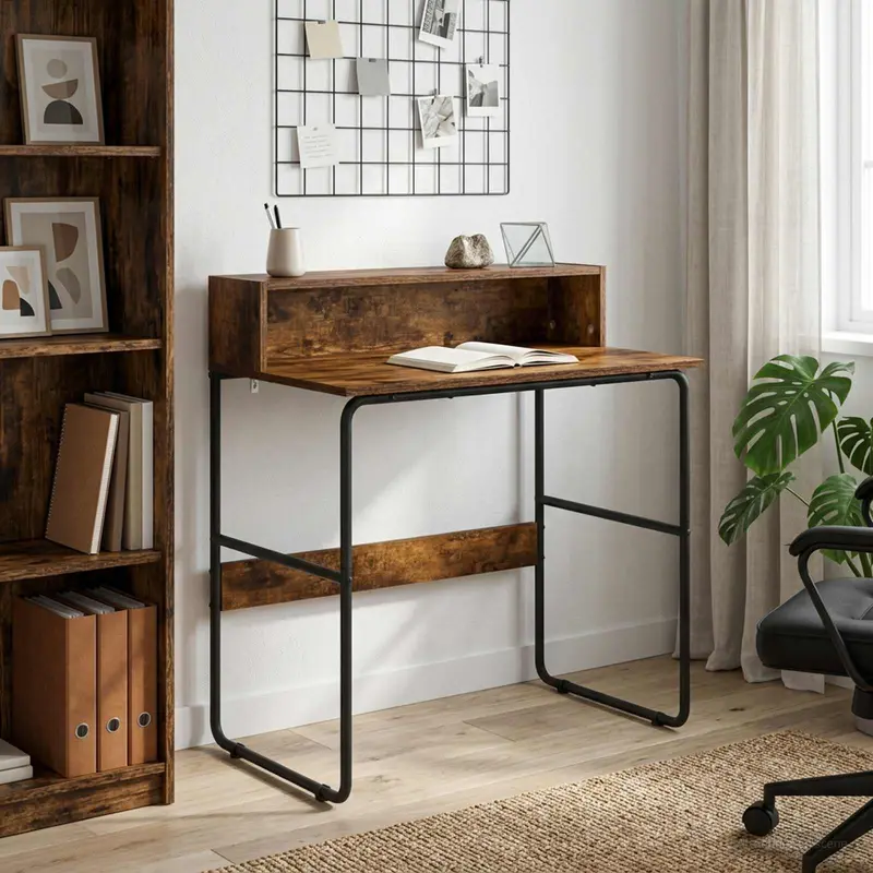 Vidaxl bureau met opbergruimte gerookt eiken 80 x 50 x 91 cm