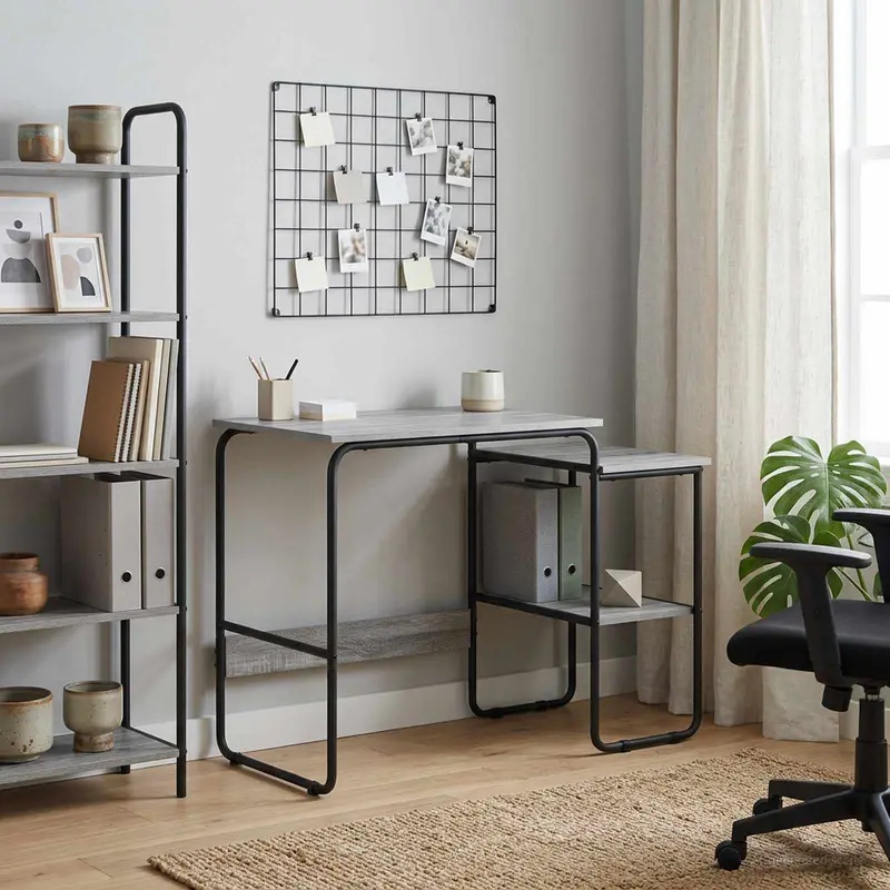 Vidaxl bureau met opbergruimte grijs sonoma 100 x 50 x 75 cm