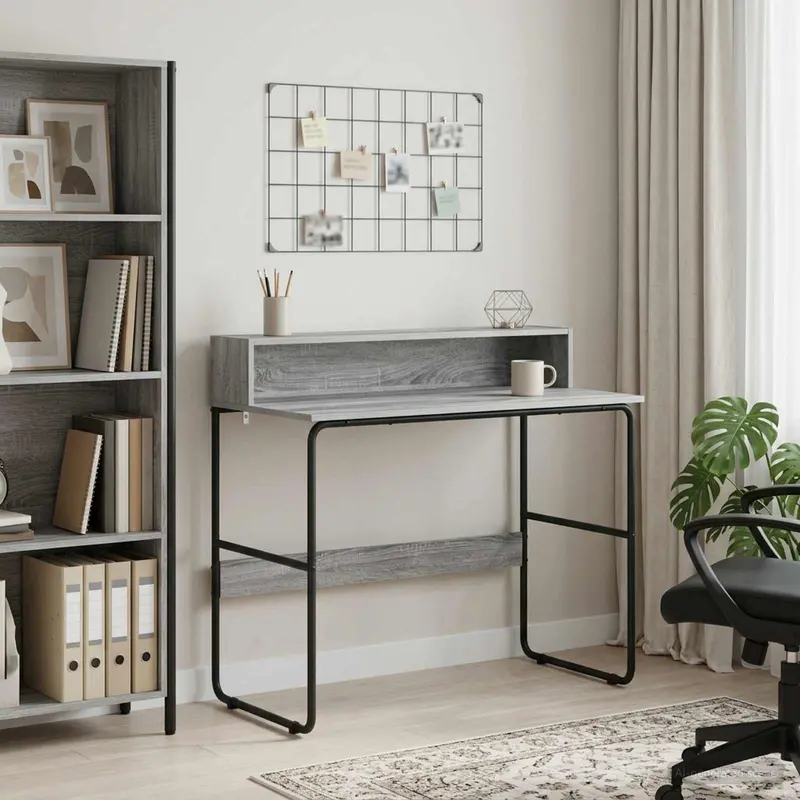 Vidaxl bureau met opbergruimte grijs sonoma 100 x 50 x 91 cm