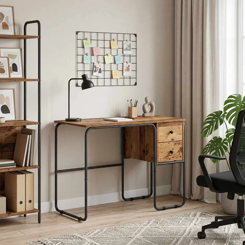 Vidaxl bureau met opbergruimte oud hout 100 x 50 x 75 cm