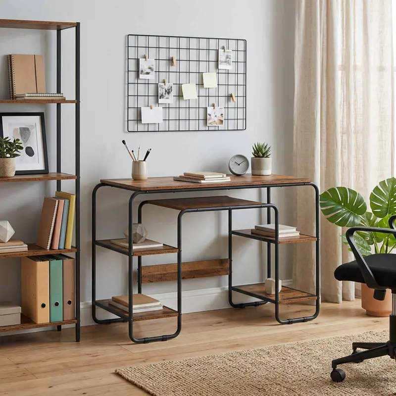 Vidaxl bureau met opbergruimte oud hout 113.5 x 52 x 75.5 cm