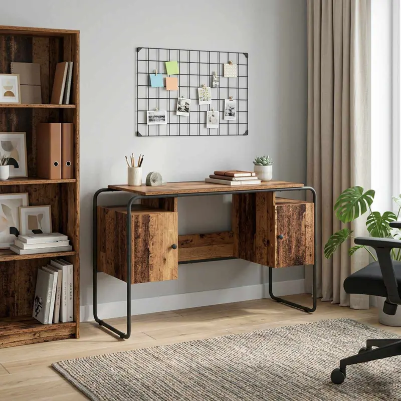 Vidaxl bureau met opbergruimte oud hout 120 x 50.5 x 75.5 cm
