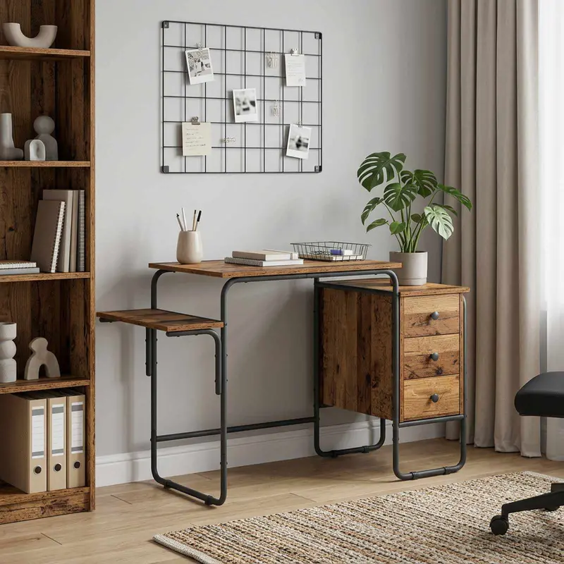 Vidaxl bureau met opbergruimte oud hout 120 x 50 x 75 cm