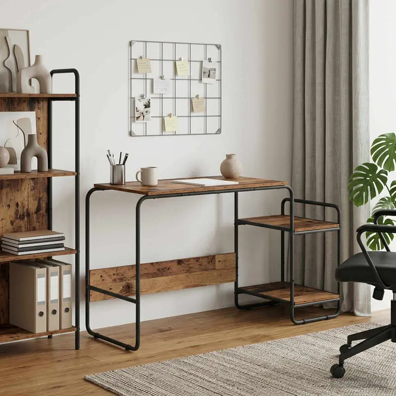 Vidaxl bureau met opbergruimte oud hout 131.5 x 50 x 75.5 cm