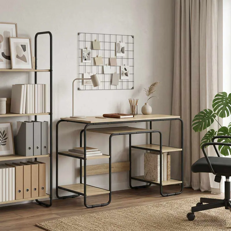 Vidaxl bureau met opbergruimte sonoma eiken 113.5 x 52 x 75.5 cm