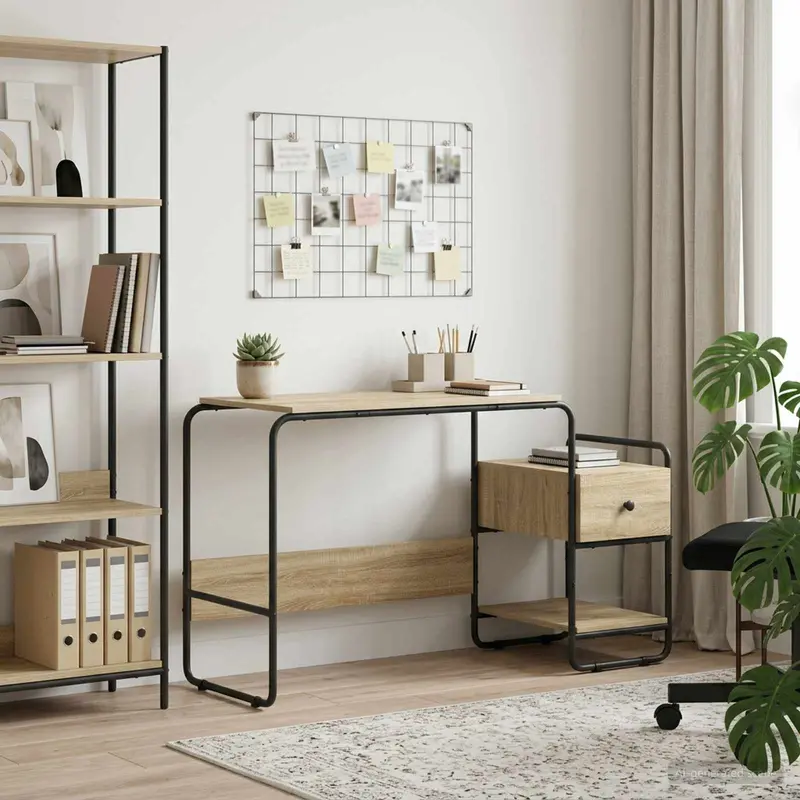 Vidaxl bureau met opbergruimte sonoma eiken 131,5 x 50 x 75,5 cm