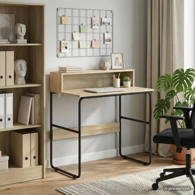 Vidaxl bureau met opbergruimte sonoma eiken 80 x 50 x 91 cm