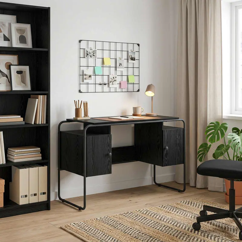 Vidaxl bureau met opbergruimte zwart eiken 120 x 50.5 x 75.5 cm