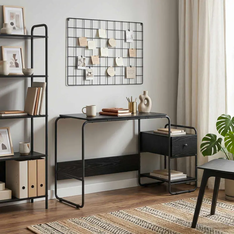 Vidaxl bureau met opbergruimte zwart eiken 131,5 x 50 x 75,5 cm