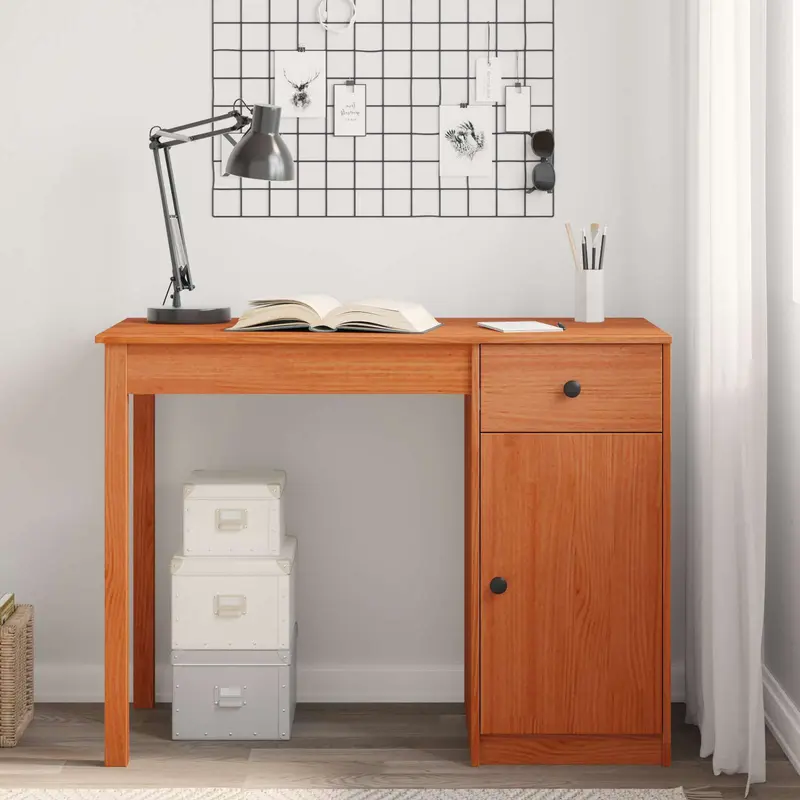 Vidaxl bureau wasbruin 100 x 50 x 74 cm massief grenenhout