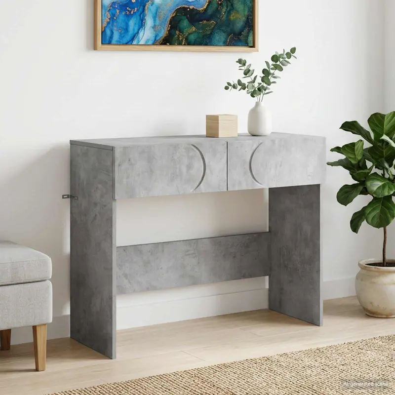 Vidaxl consoletafel betongrijs 96,5 x 38 x 75 cm bewerkt hout