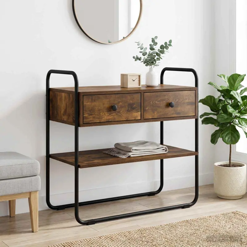 Vidaxl consoletafel gerookt eiken 100 x 40 x 75 cm bewerkt hout