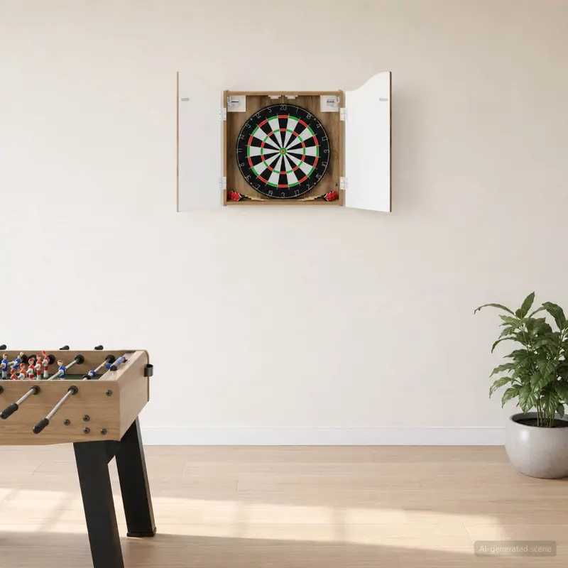 Vidaxl dartbord kabinet artisanaal eiken 56 x 12 x 63 cm bewerkt hout