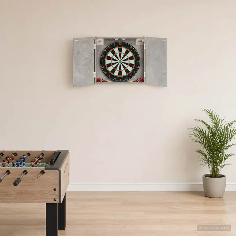 Vidaxl dartbord kabinet betongrijs 56 x 12 x 53,5 cm bewerkt hout