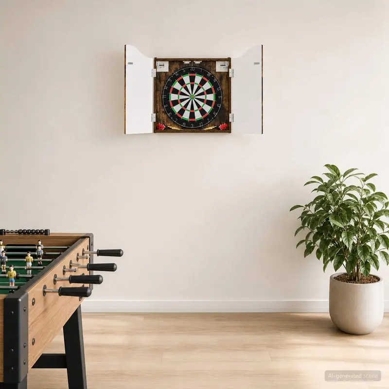 Vidaxl dartbord kabinet gerookt eiken 56 x 12 x 63 cm bewerkt hout