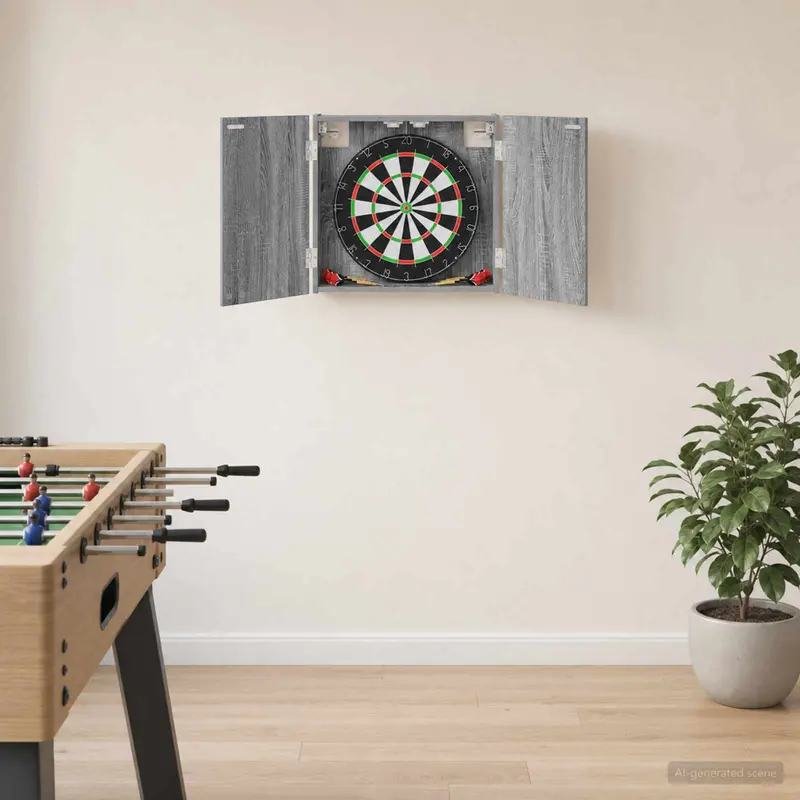 Vidaxl dartbord kabinet grijs sonoma 56 x 12 x 53,5 cm bewerkt hout