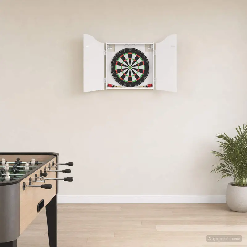 Vidaxl dartbord kabinet hoogglans wit 56 x 12 x 63 cm bewerkt hout